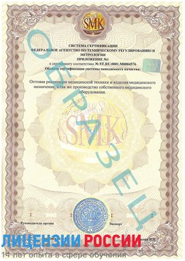 Образец сертификата соответствия (приложение) Архангельск Сертификат ISO 13485
